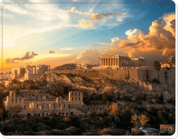 A painting of the acropolis in athens, greece.